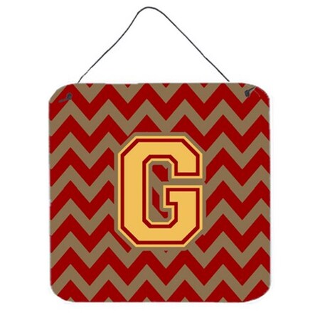 Carolines Treasures Letter G Chevron Garnet and Gold Wall or Door Hanging Prints CJ1048-GDS66